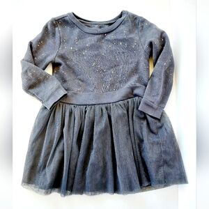Gray Galaxy Fleece Tutu Dress with Gold Glitter size 3T Old Navy Church Birthday